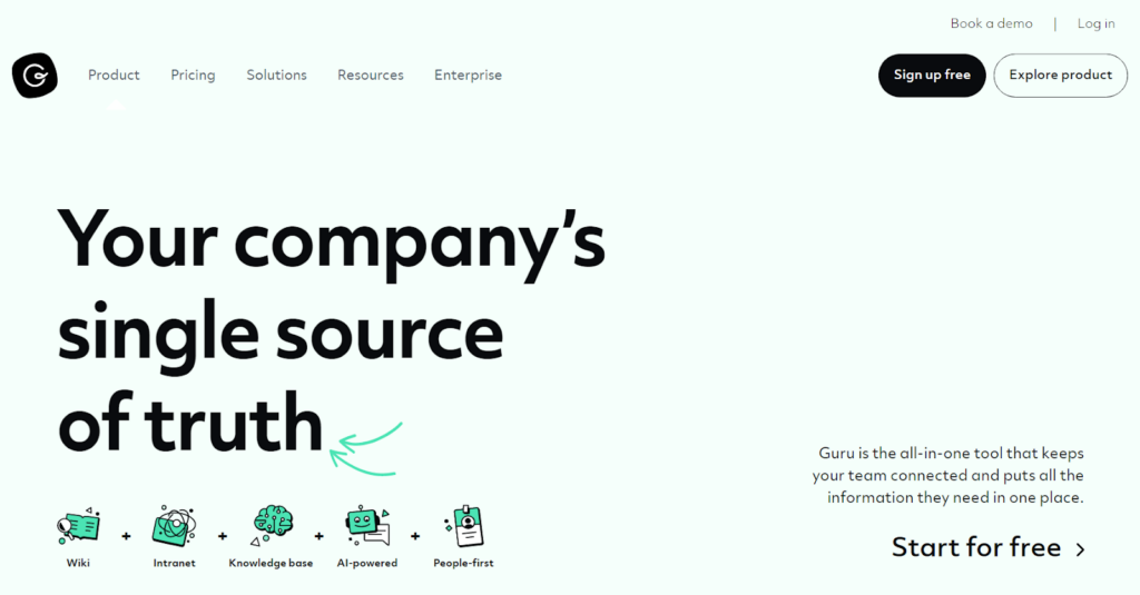 Pilkupüüdev Guru teadmusbaasi ekraan