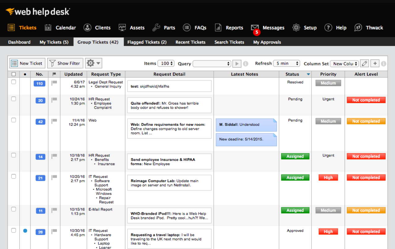 The SolarWinds Service Desk sedelid
