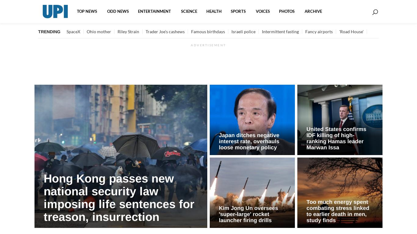 UPI delivers the latest headlines from around the world: Top News, Entertainment, Health, Business, Science and Sports News - United Press International
