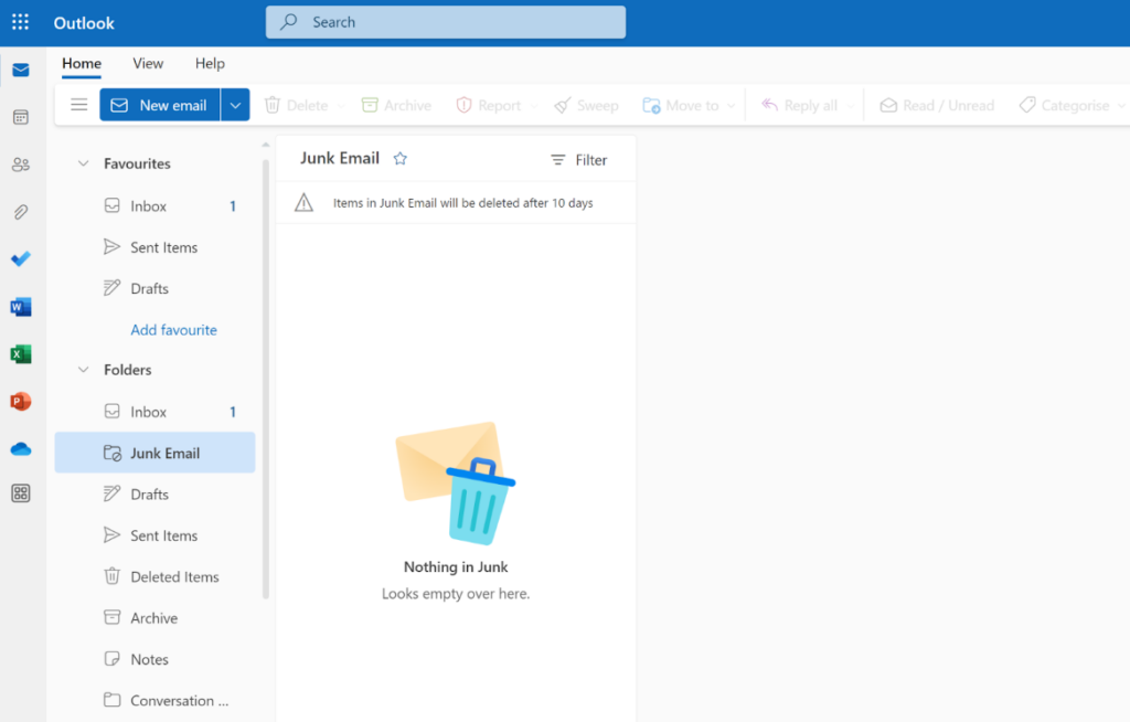 Microsoft365 - rämpsposti kaust