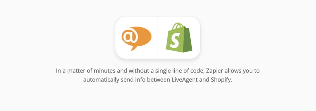 LiveAgent ja Shopify integratsiooni lehekülg Zapier`is