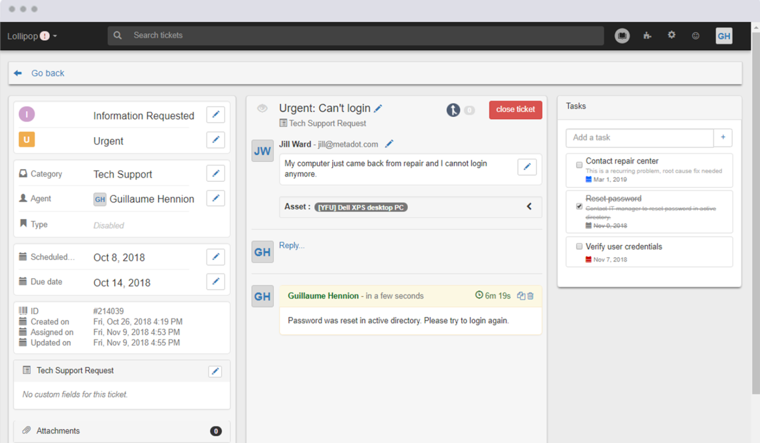 Mojo IT Helpdesk sedelite ülesanded