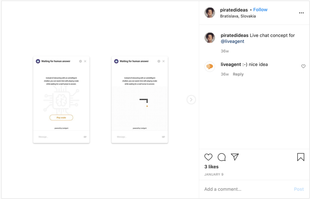 instagrami kommentaari minimine