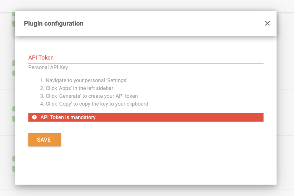 ClickUpi pistikprogrammi seadistamine koos API Tokeni väljaga