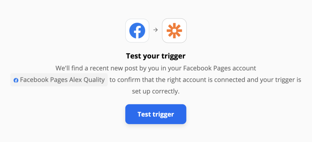 Facebooki lehe päästiku test Zapieris