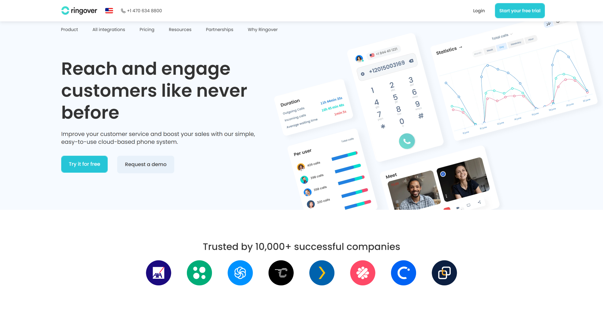 Ringover kõnekeskuse tarkvara koduleht
