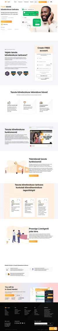 LiveAgenti tasuta kõnekeskuse tarkvara võimaldab Teil brauserist või moobiilirakendusest teha ja vastu võtta kõnesid. Nautige piiramatut kõnede salvestamise ajalugu.