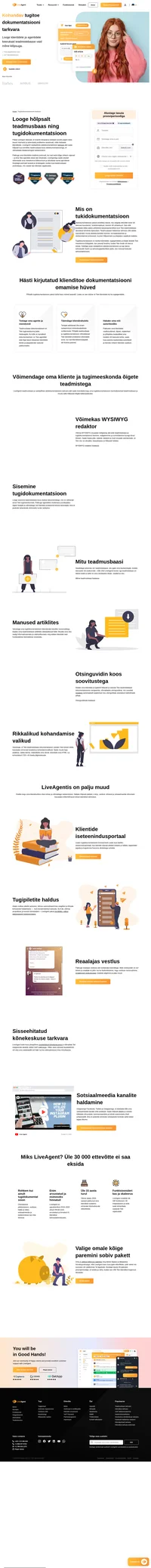 LiveAgenti tugidokumentatsiooni tarkvaraga saate hõlpsasti luua põhjalikke teadmusbaase koos tugidokumentatsiooniga, mis võimaldab iseteenindust.