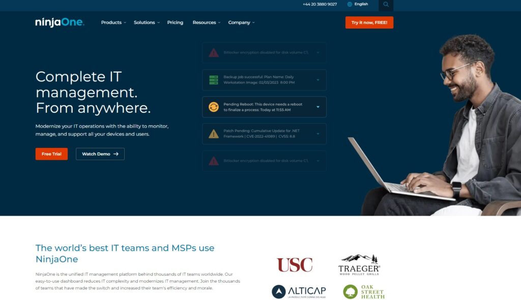 NinjaOne koduleht, Solarwindsi alternatiiv kaugseireks