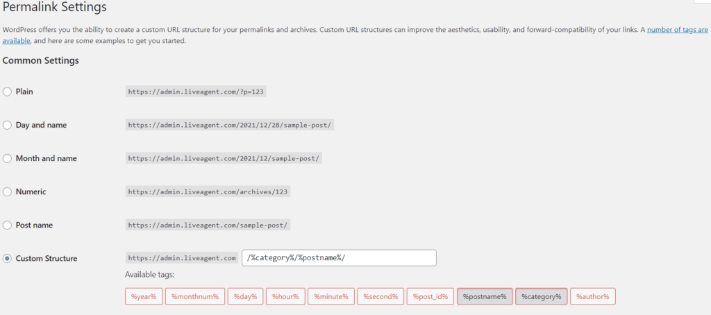Püsilingi seadete näide
