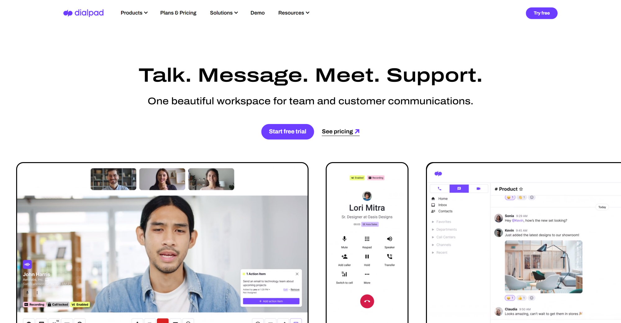 Dialpad AI kõnekeskuse koduleht
