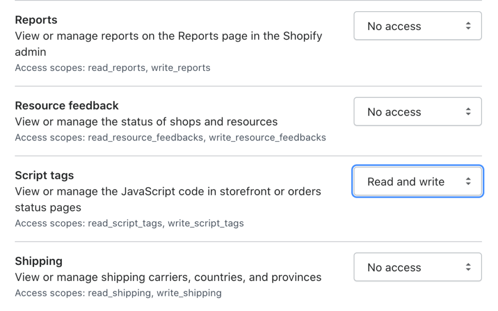 Muutke lubasid käsitsi, et lubada LiveAgent`ile juurdepääsu Shopify andmetele