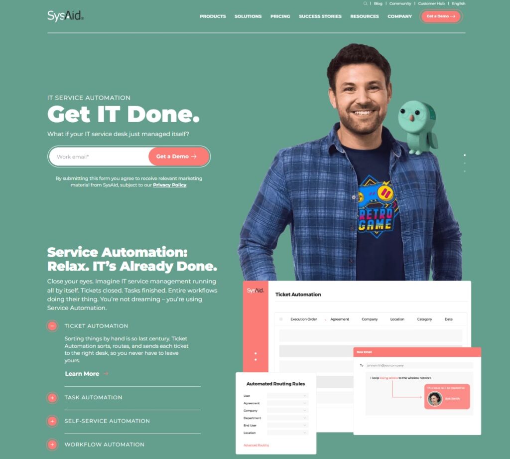 SysAidi koduleht, Solarwindsi alternatiiv IT-teenuste haldamiseks