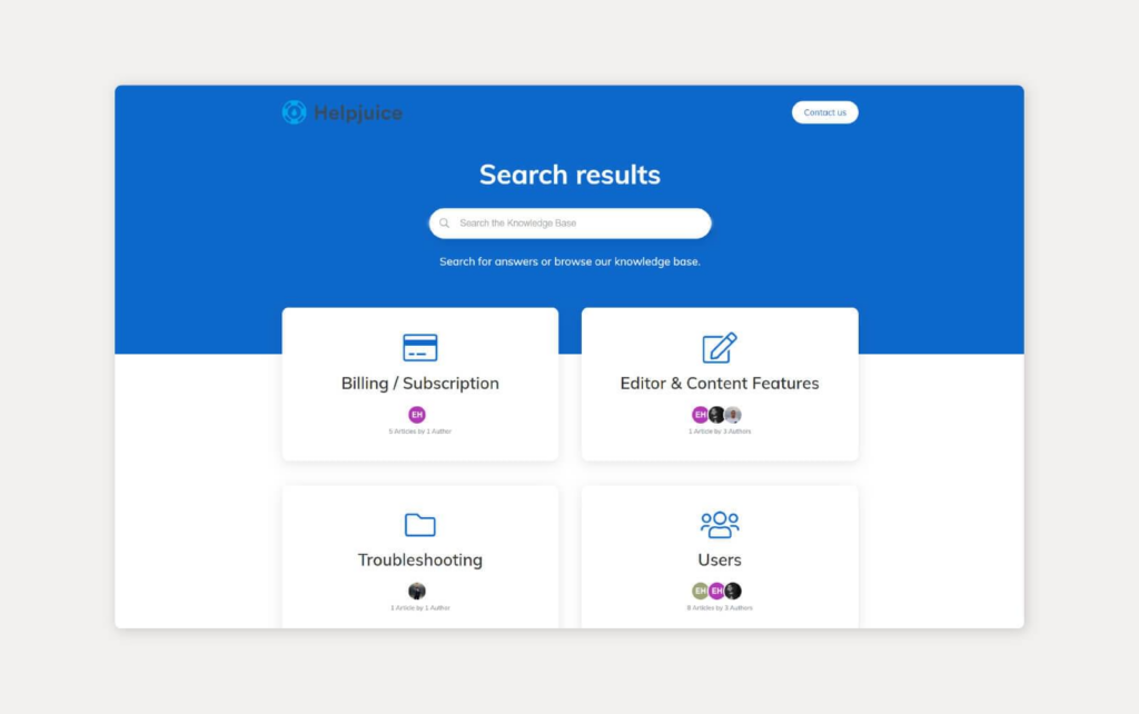 HelpJuice'i teadmusbaasi süsteem