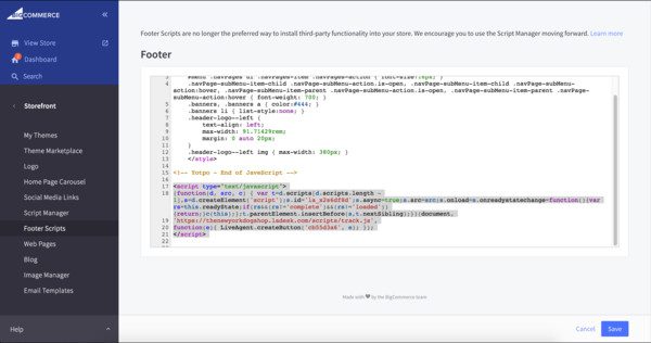 Bigcommerce-liveagent-integration Bigcommerce LiveAgent integration
