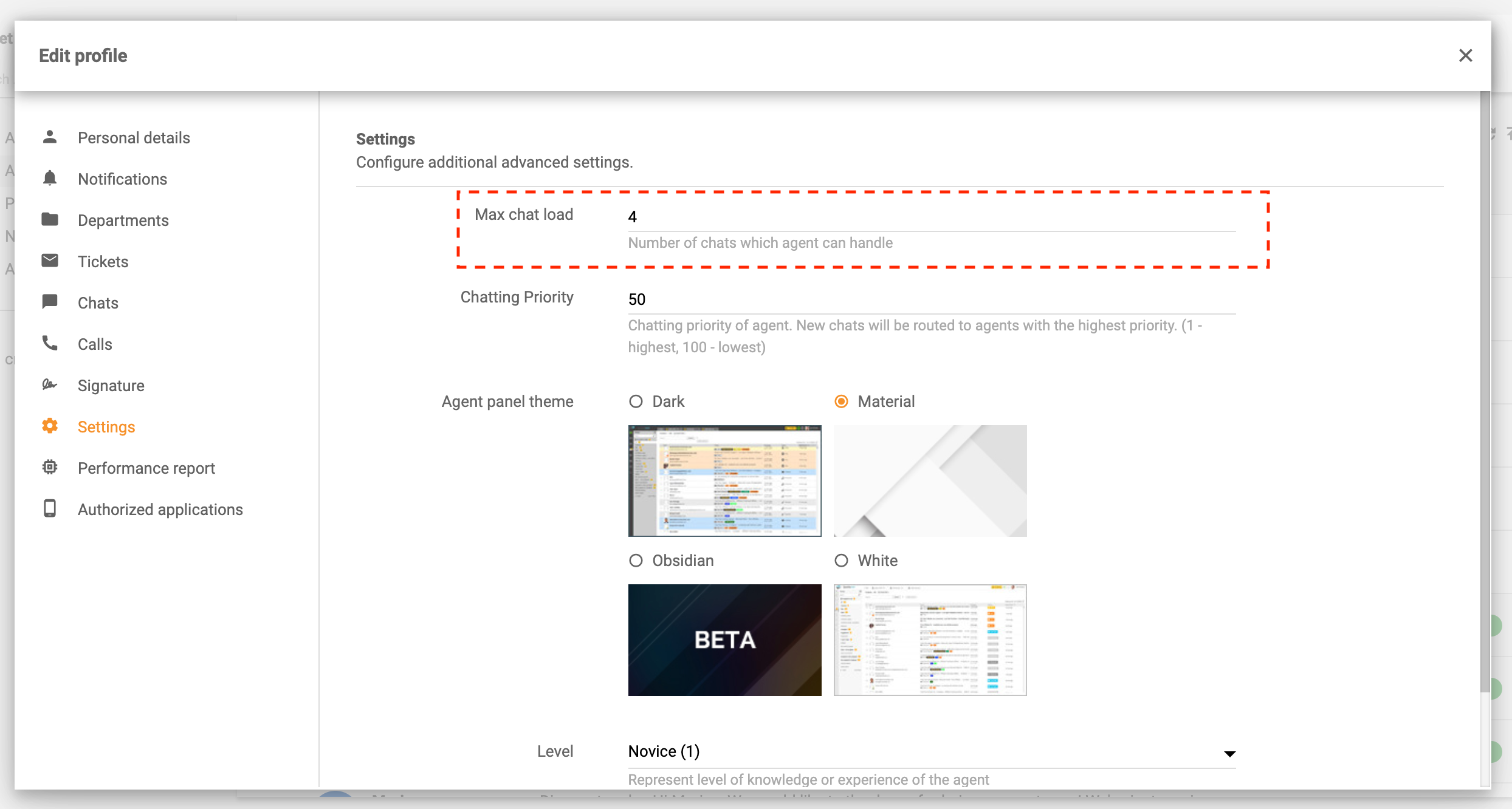 Maksimaalne-ricketite-vestluste-arv-LiveAgent