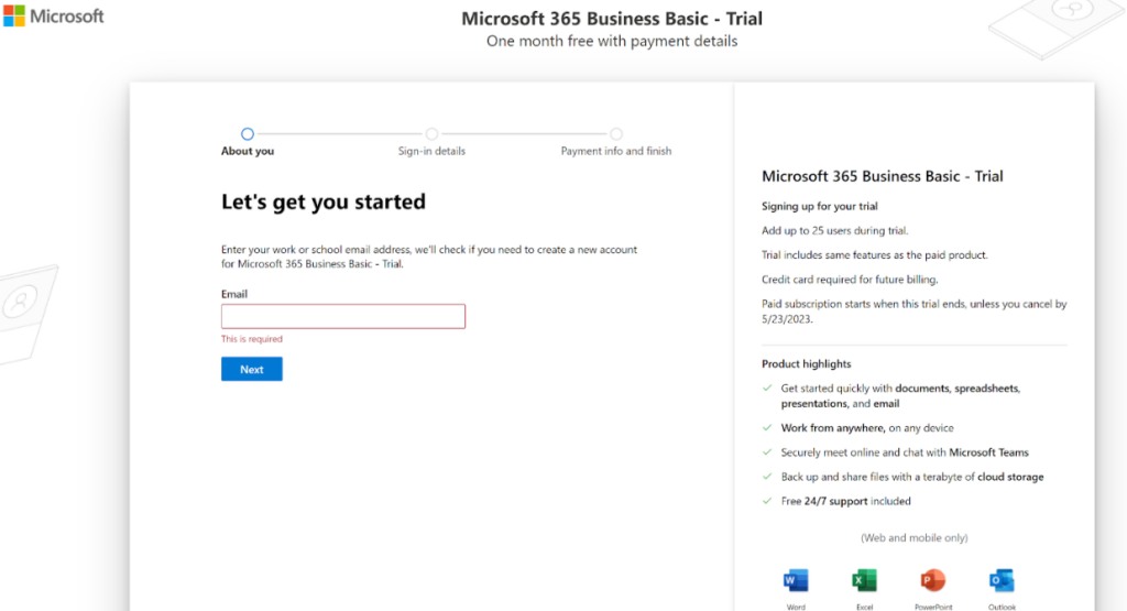Microsoft365 - registreerumisprotsess