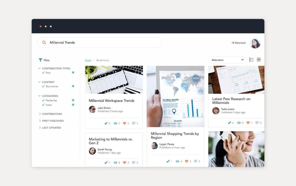 Bloomfire'i pakutava teadmusbaasi lahenduse näide
