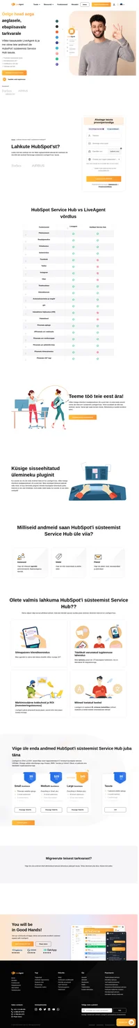 LiveAgent pakub tasuta üleminekut Hubspot süsteemist Service Hub, mis teostatakse täielikult meie tehnilise toe meeskonna poolt. Lugege rohkem andmete üleviimisest.