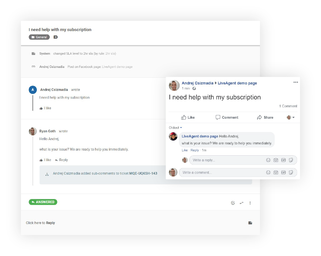 Facebook-pilet-LiveAgent