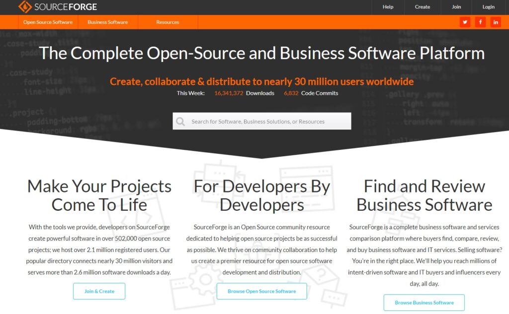 SourceForge'i koduleht