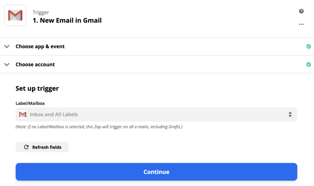 Gmaili käivitaja seadistamine Zapieris