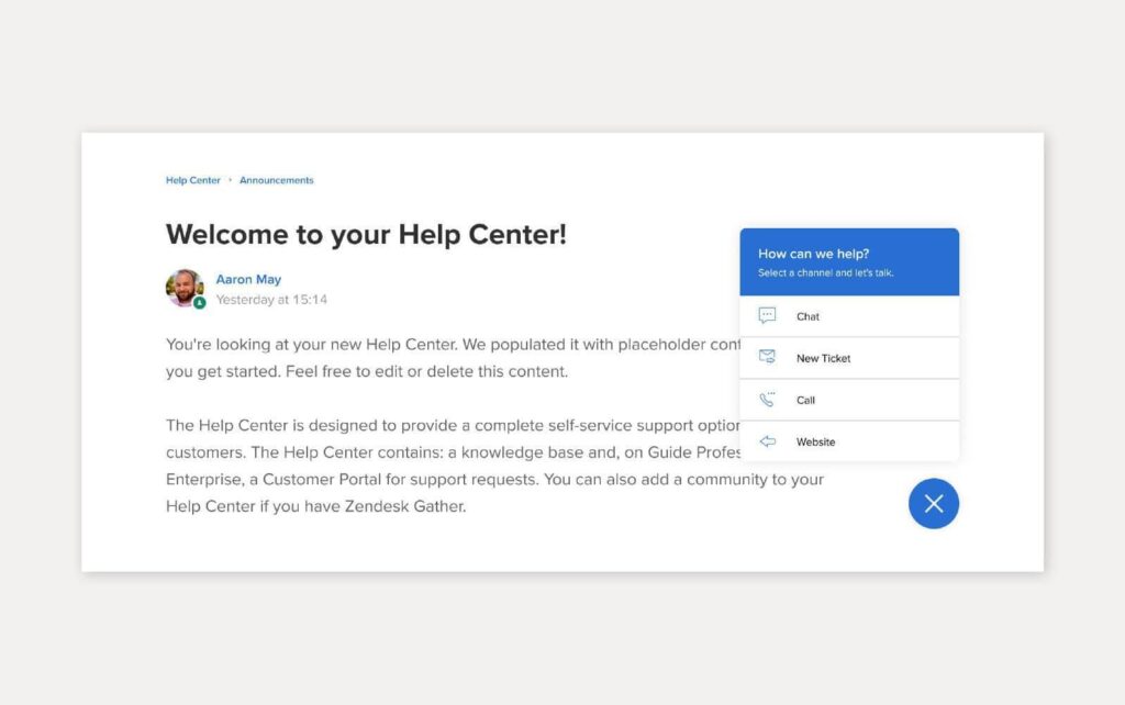 Näide teadmusbaasi lahendusest Zendeskis