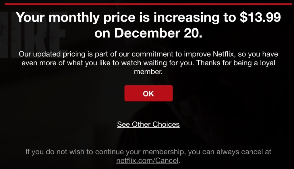 netflixi hinnatõusu e-posti mall