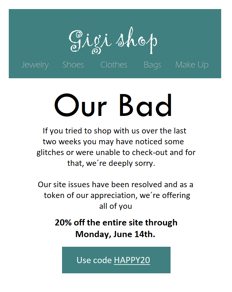 vabandusmeili näide