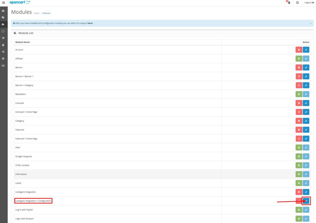 opencart LiveAgenti integratsioon