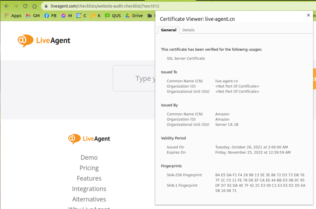 SSL sertifikaadi näide