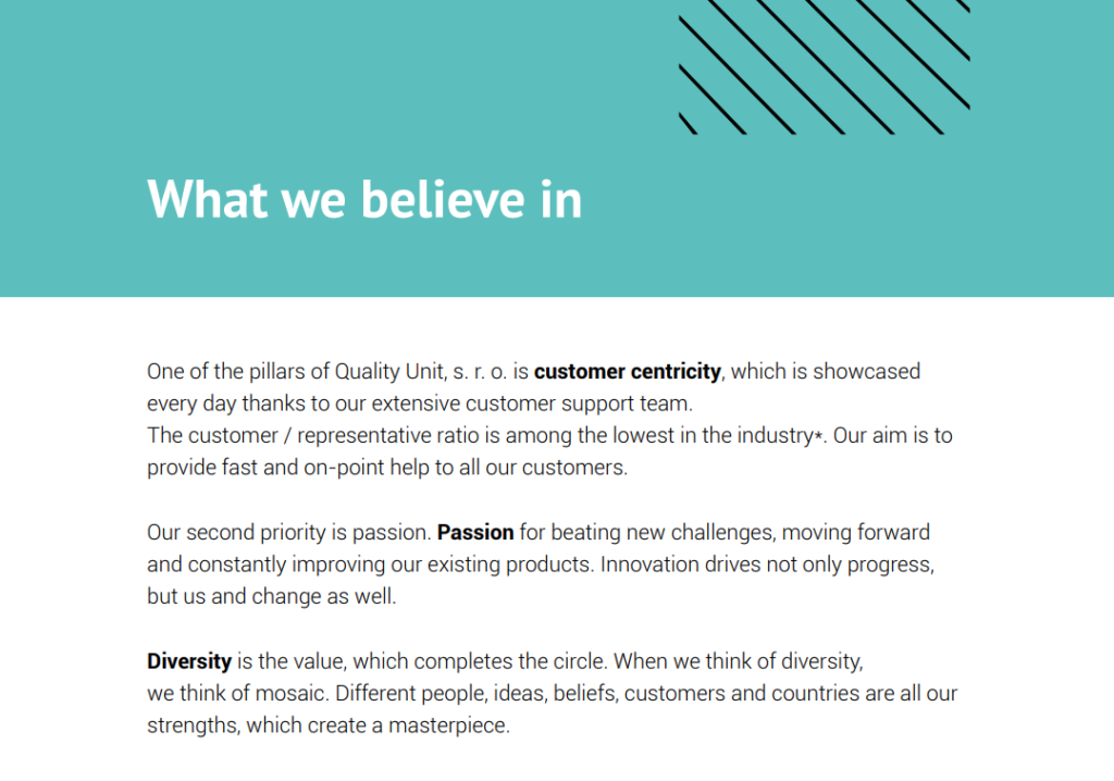 Mida usume meie QualityUnitis