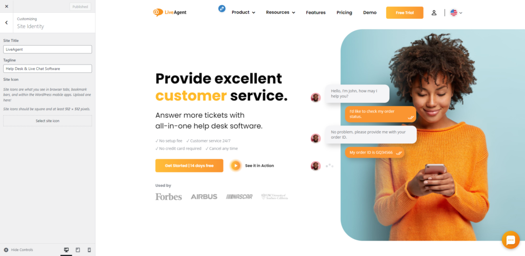 LiveAgent’s favicon settings